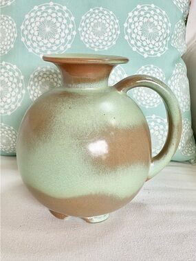 Vtg FRANKOMA Pottery Coffee Carafe Pitcher Prairie Green 7”